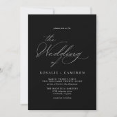 Modern  Classic Script Moody Black Wedding Kaart (Voorkant)