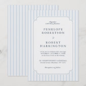 Modern Classic Stripes Dusty Blue Vintage Wedding Kaart (Voorkant / Achterkant)
