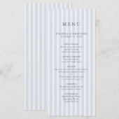 Modern Classic Stripes Dusty Blue Vintage Wedding Menu (Voorkant / Achterkant)