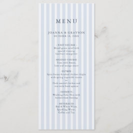 Modern Classic Stripes Dusty Blue Vintage Wedding Menu