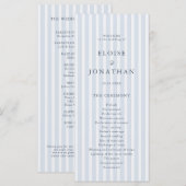 Modern Classic Stripes Dusty Blue Vintage Wedding Programmakaart (Voorkant / Achterkant)