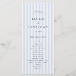Modern Classic Stripes Dusty Blue Vintage Wedding Programmakaart