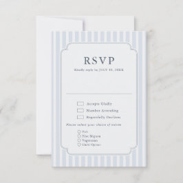 Modern Classic Stripes Dusty Blue Vintage Wedding RSVP Kaartje