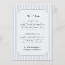 Modern Classic Stripes Dusty Blue Wedding Details Informatiekaartje