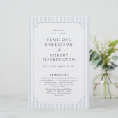 Modern Classic Stripes Dusty Blue Wedding Program (Staand voorkant)