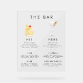 Modern Classic Style Signature Drinken Bar Menu Acryl Bord (Voorkant)
