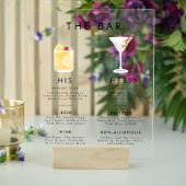 Modern Classic Style Signature Drinken Bar Menu Acryl Bord