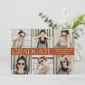 Modern Classic Terracotta 6 Foto Afstuderen Aankondiging (Staand voorkant)