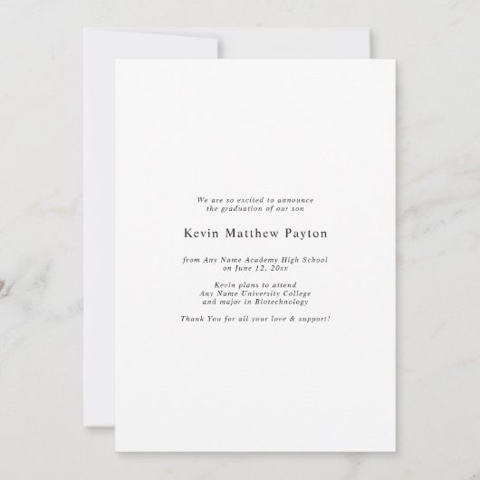 Modern Classic Typography Photo Afstuderen Aankondiging (Achterkant)