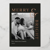 Modern Classic Typography Two Sided Family Photo Folie Feestdagenkaart (Voorkant)