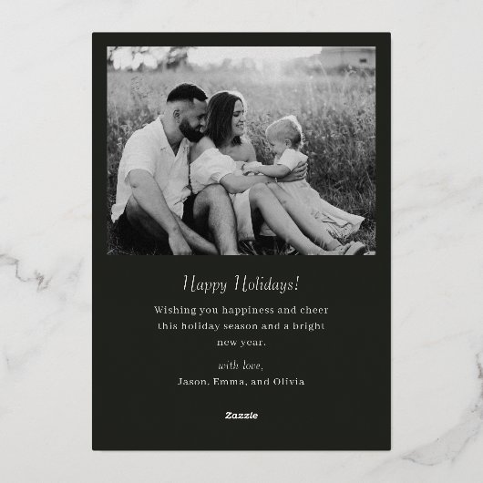 Modern Classic Typography Two Sided Family Photo Folie Feestdagenkaart (Achterkant)