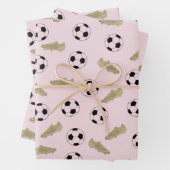 Modern Classic Voetbal Cleats Ball Blush Roze Inpakpapier Vel (In situ)
