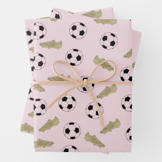 Modern Classic Voetbal Cleats Ball Blush Roze Inpakpapier Vel (In situ)