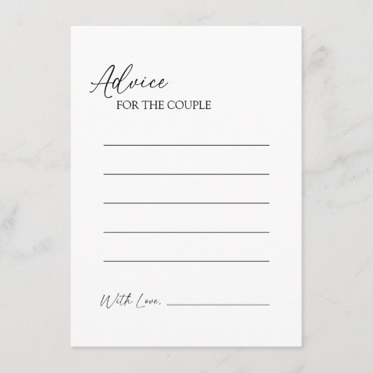 Modern Classic Wedding Advice Kaart (Voorkant)