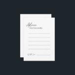 Modern Classic Wedding Advice Kaart<br><div class="desc">Deze moderne klassieke trouwadvieskaart is perfect voor je elegante moderne bruiloft. Dit ontwerp is voorzien van een zwarte eenvoudige kalligrafie die op een neutrale heldere witte achtergrond is geplaatst en die past bij uw klassieke bruiloft of een minimalistische boho bruiloft in de lente, de zomer, de herfst of de winter....</div>