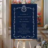 Modern Classic Wedding Ceremony Program Navy Blue Poster
