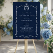 Modern Classic Wedding Ceremony Program Navy Blue Poster