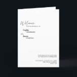 Modern Classic Wedding Folded Programme Programma<br><div class="desc">Dit moderne klassieke trouwgevouwen programma is perfect voor je elegante moderne bruiloft. Dit ontwerp is voorzien van een zwarte eenvoudige kalligrafie die op een neutrale heldere witte achtergrond is geplaatst en die past bij uw klassieke bruiloft of een minimalistische boho bruiloft in de lente, de zomer, de herfst of de...</div>