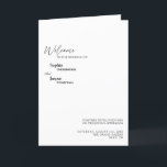 Modern Classic Wedding Folded Programme Programma<br><div class="desc">Dit moderne klassieke trouwgevouwen programma is perfect voor je elegante moderne bruiloft. Dit ontwerp is voorzien van een zwarte eenvoudige kalligrafie die op een neutrale heldere witte achtergrond is geplaatst en die past bij uw klassieke bruiloft of een minimalistische boho bruiloft in de lente, de zomer, de herfst of de...</div>