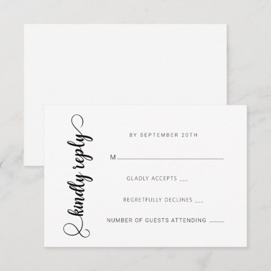 Modern Classic Wedding RSVP Kaarten (Voorkant / Achterkant)