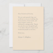 Modern Classic Wedding Thanks Photo Champagne Gold Bedankkaart (Achterkant)