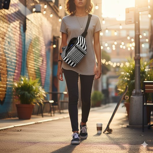 Modern Classic White Black Casual Sling Bag