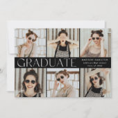 Modern Classic Zwart 6 Foto Afstuderen Aankondiging (Voorkant)