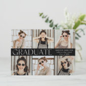 Modern Classic Zwart 6 Foto Afstuderen Aankondiging (Staand voorkant)