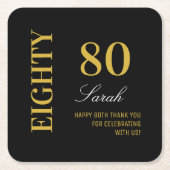 Modern Classic Zwart 80e verjaardag Cocktail Party Kartonnen Onderzetters (Voorkant)