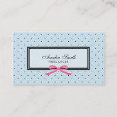 Modern Classic Zwart Blauw Polka Dot Rood Lint Visitekaartje (Voorkant)