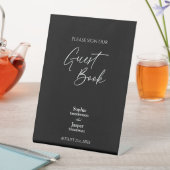 Modern Classic Zwart Bruiloft Gast Boek teken Reclamebord Met Voetstuk (Insitu)