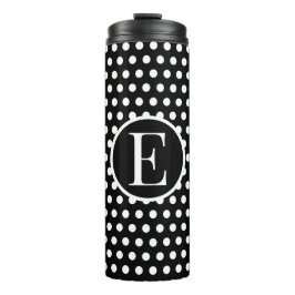 Modern Classic Zwart Polka Dots initiaal letter Thermosbeker