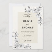 Modern Classic Zwart Wit Orchideeën Lijst Bruiloft Kaart (Voorkant)