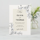 Modern Classic Zwart Wit Orchideeën Lijst Bruiloft Kaart (Staand voorkant)