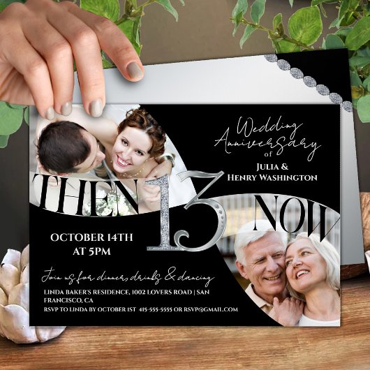 Modern Classy 13th Wedding Anniversary Kaart