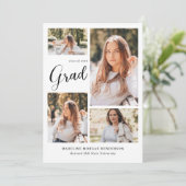 Modern Classy 5 Fotocollage Afstuderen Aankondiging (Staand voorkant)