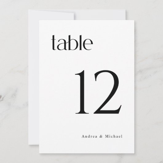 Modern Classy 5x7 Wedding Table Numbers Kaart (Achterkant)