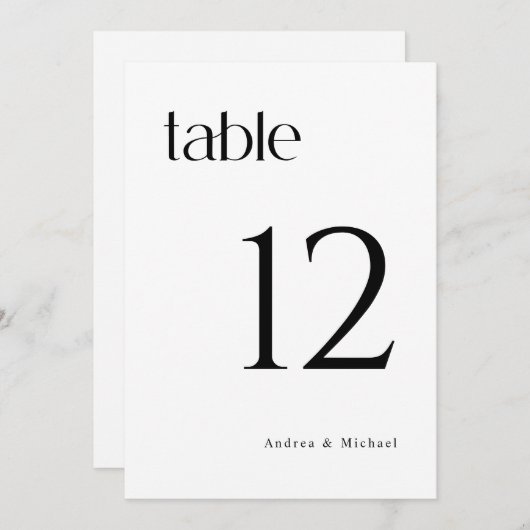 Modern Classy 5x7 Wedding Table Numbers Kaart (Voorkant / Achterkant)