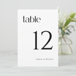 Modern Classy 5x7 Wedding Table Numbers Kaart