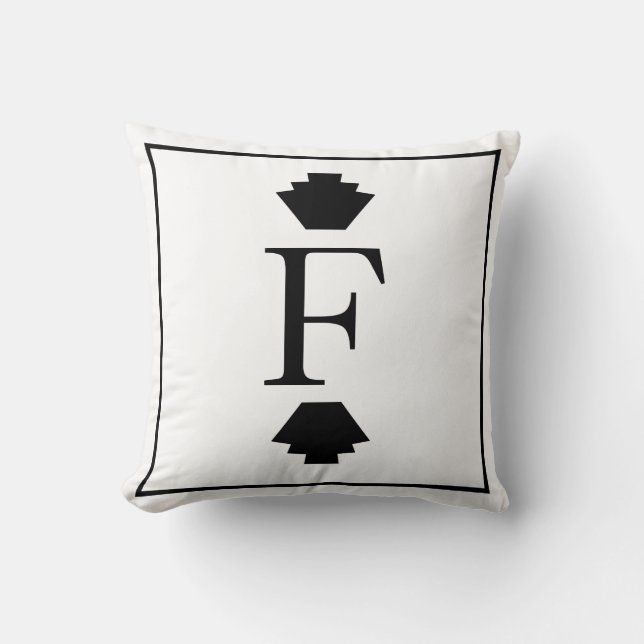 Modern Classy Art Deco Finials | Monogram Kussen (Voorkant)
