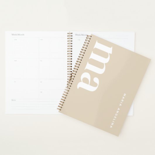 Modern Classy Beige Monogram Planner (Display)
