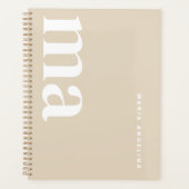Modern Classy Beige Monogram Planner (Voorkant)