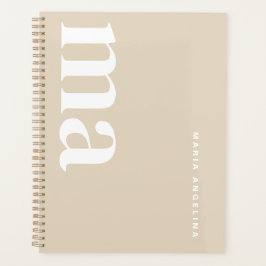 Modern Classy Beige Monogram Planner