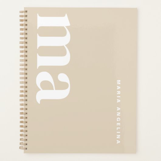 Modern Classy Beige Monogram Planner (Voorkant)