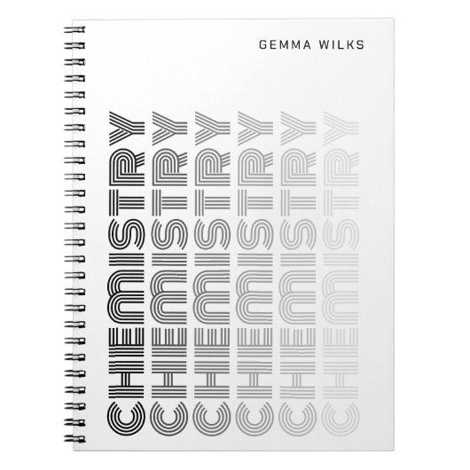 Modern Classy bewerkbaar onderwerp Chemie Wit Notitieboek (Voorkant)
