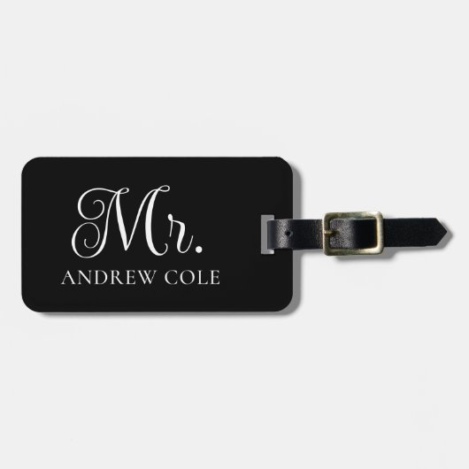 Modern Classy Black en White, persoonlijk Bagagelabel (Voorkant horizontaal)