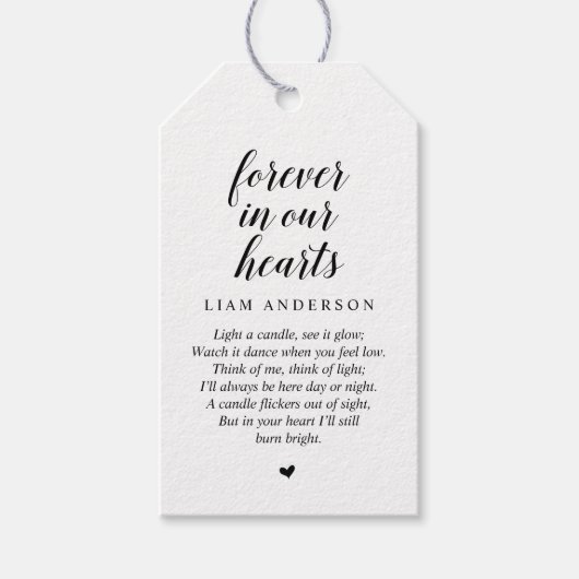 Modern Classy Black, Funeral Memorial Service Cadeaulabel (Voorkant)