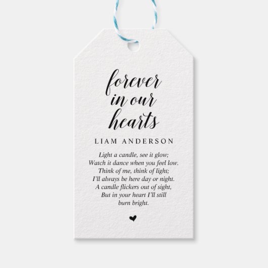 Modern Classy Black, Funeral Memorial Service Cadeaulabel (Voorkant)