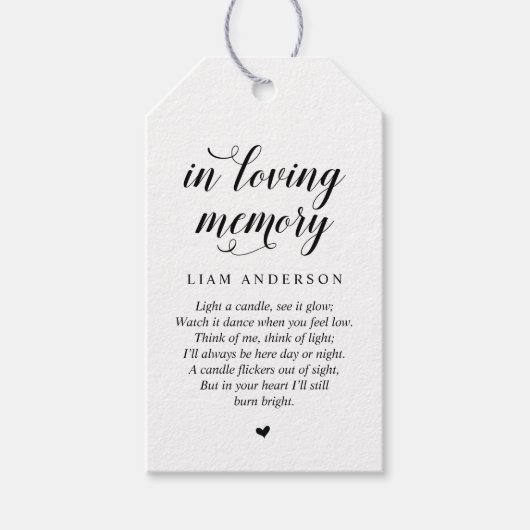 Modern Classy Black, Funeral Memorial Service Cadeaulabel (Voorkant)