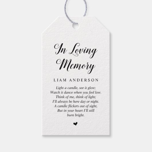 Modern Classy Black, Funeral Memorial Service Cadeaulabel (Voorkant)